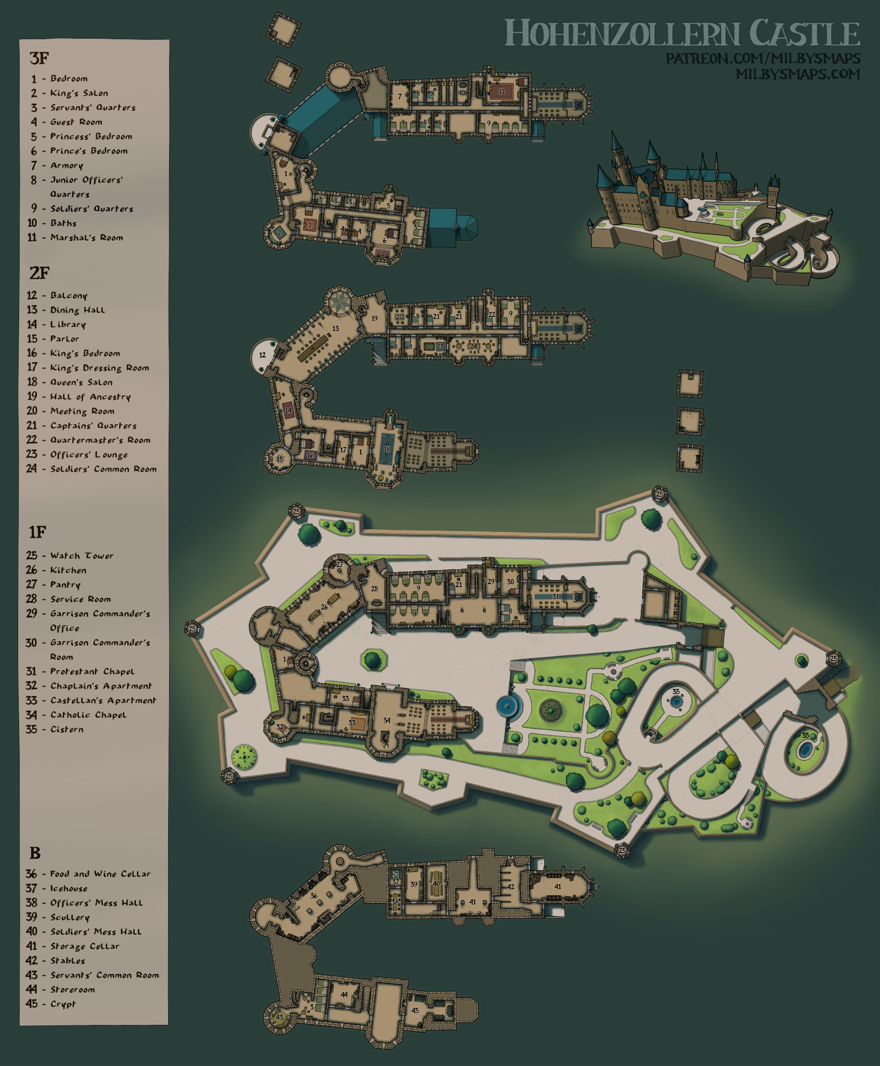 Mapa del castillo de Hohenzollern