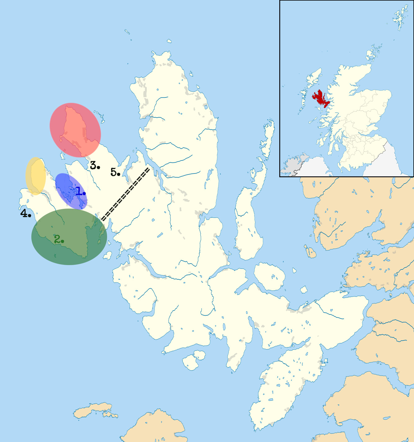 Mapa de las instalaciones de la isla de Skye